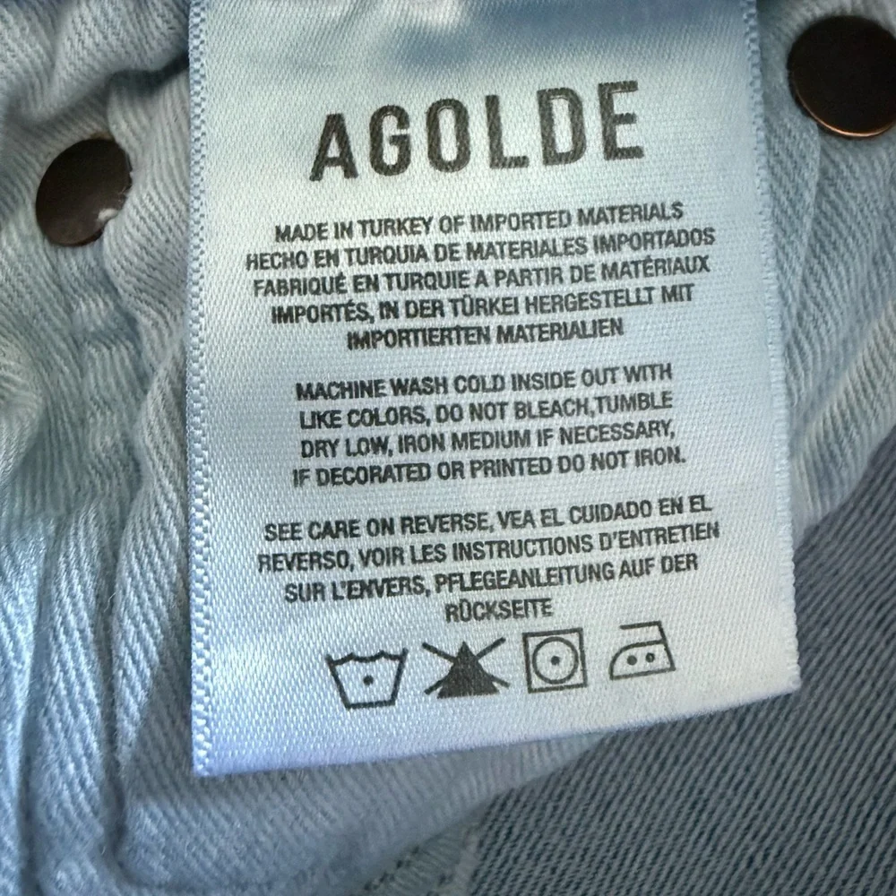 Agolde Slim Straight Light Wash Jeans Size 26 Button Fly